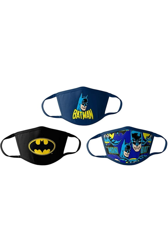 Batman Kids Cloth Face Masks Cotton Pack of 3 Washable Reusable Non-Medical