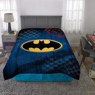 Batman Kids Comforter and Sham, 2-Piece Set, Twin/Full, Reversible, Blue, Grey and Black