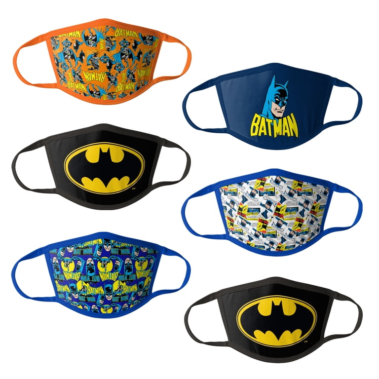 Handmade Batman Face Mask For Kids - Reusable & Comfortable Cotton Fabric - Black With Batman Image