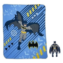 Batman Kids Hugger Pillow and Fleece Throw Gift Set, 2-Piece, Blue, Warner Bros