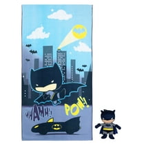 Batman Kids Towel and Character Scrubby Set, Black, Warner Bros.