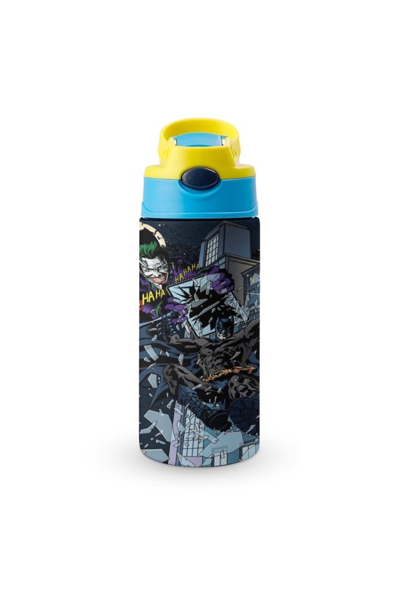 Batman Kids Water Bottle with Silicone Straw And Spill-Proof Lid, Stainless Steel Double-Wall Vacuum Insulated Water Bottles for Boys Girls