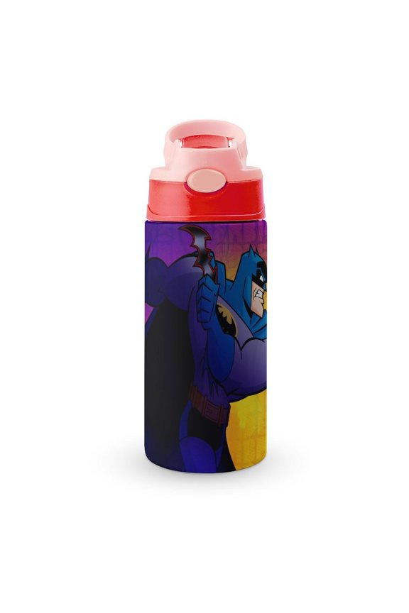 Batman Kids Water Bottle with Silicone Straw And Spill-Proof Lid, Stainless Steel Double-Wall Vacuum Insulated Water Bottles for Boys Girls