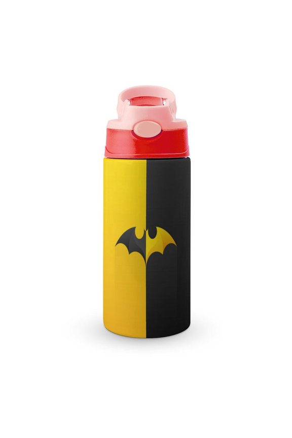 Batman Kids Water Bottle with Silicone Straw And Spill-Proof Lid, Stainless Steel Double-Wall Vacuum Insulated Water Bottles for Boys Girls