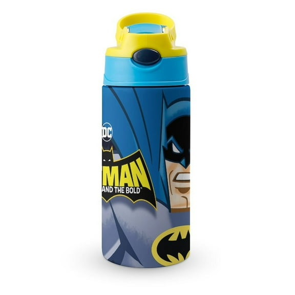 Batman Kids Water Bottle with Silicone Straw And Spill-Proof Lid, Stainless Steel Double-Wall Vacuum Insulated Water Bottles for Boys Girls