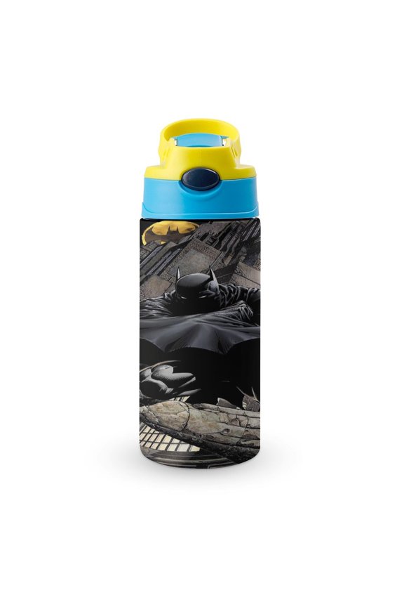 Batman Kids Water Bottle with Silicone Straw And Spill-Proof Lid, Stainless Steel Double-Wall Vacuum Insulated Water Bottles for Boys Girls