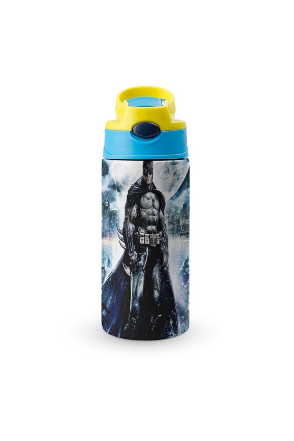 Batman Kids Water Bottle with Silicone Straw And Spill-Proof Lid, Stainless Steel Double-Wall Vacuum Insulated Water Bottles for Boys Girls