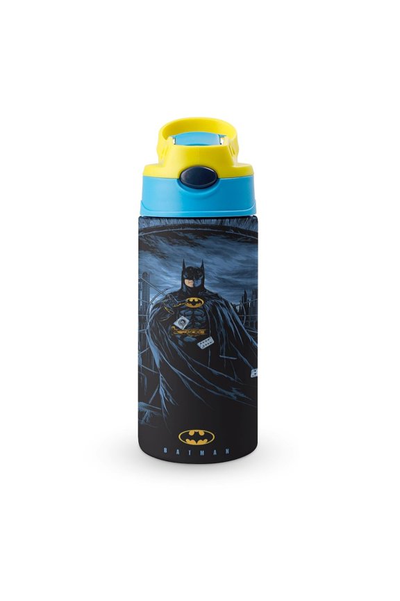 Batman Kids Water Bottle with Silicone Straw And Spill-Proof Lid, Stainless Steel Double-Wall Vacuum Insulated Water Bottles for Boys Girls