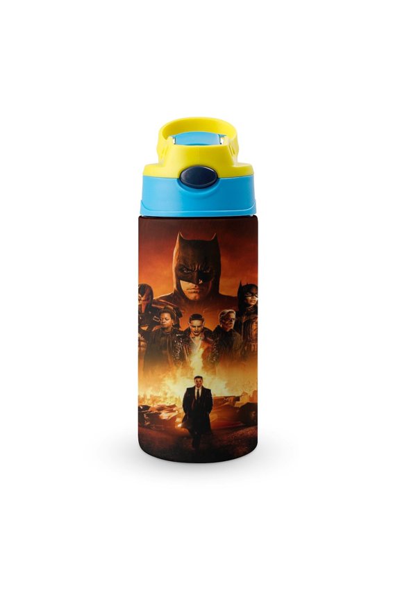 Batman Kids Water Bottle with Silicone Straw And Spill-Proof Lid, Stainless Steel Double-Wall Vacuum Insulated Water Bottles for Boys Girls
