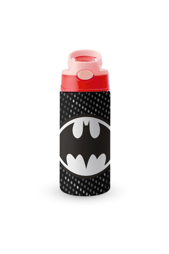 Batman Kids Water Bottle with Silicone Straw And Spill-Proof Lid, Stainless Steel Double-Wall Vacuum Insulated Water Bottles for Boys Girls