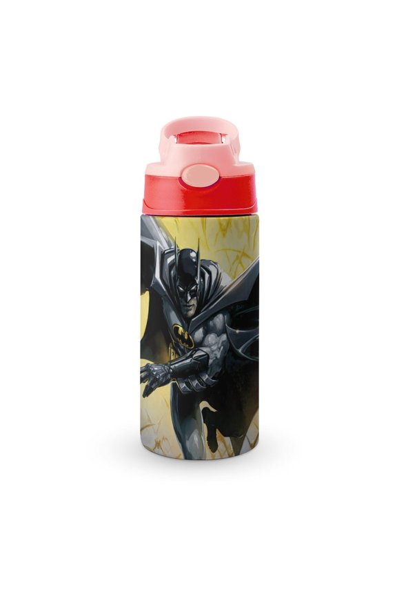 Batman Kids Water Bottle with Silicone Straw And Spill-Proof Lid, Stainless Steel Double-Wall Vacuum Insulated Water Bottles for Boys Girls