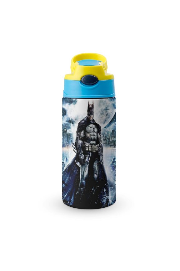 Batman Kids Water Bottle with Silicone Straw And Spill-Proof Lid, Stainless Steel Double-Wall Vacuum Insulated Water Bottles for Boys Girls