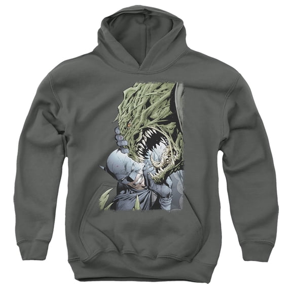Batman Killer Croc Kids Pull-Over Hoodie (Large) for Youth Boys and Girls, Charcoal
