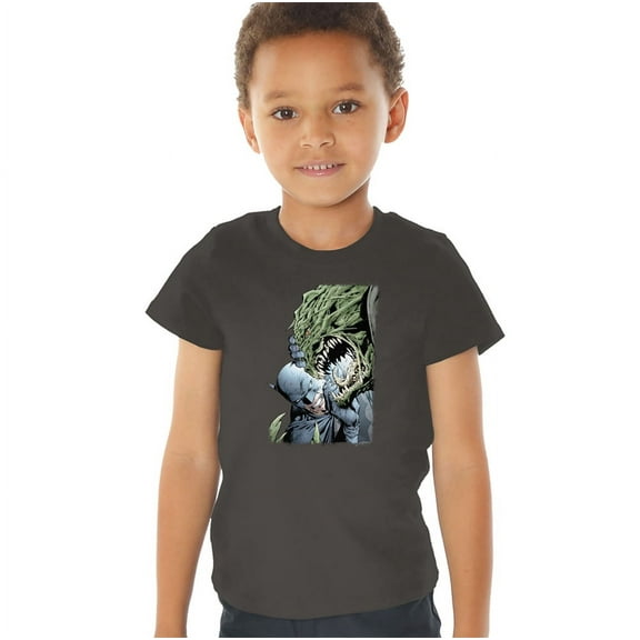Batman Killer Croc Kids T Shirt (4) for Youth Toddler Boys and Girls, Charcoal