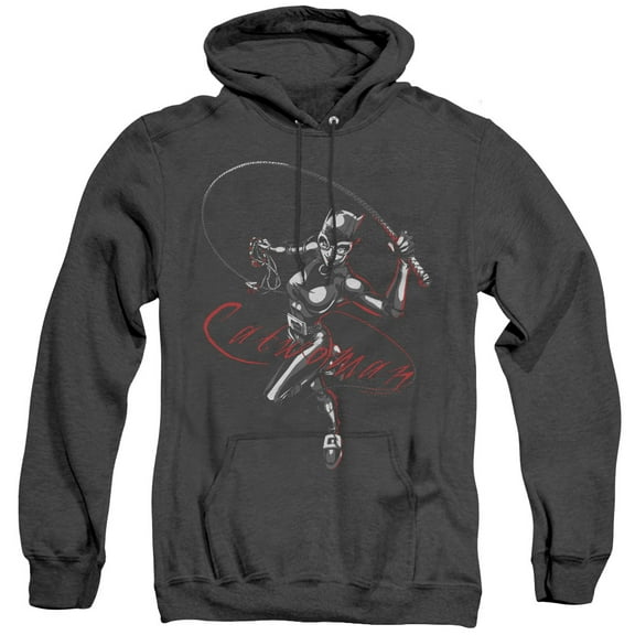 Batman Kitten With A Whip Adult Heather Hoodie Sweatshirt Black