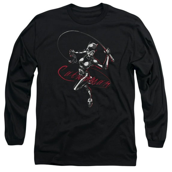 Batman Kitten With A Whip Long Sleeve T-Shirt Adult 18/1 Black