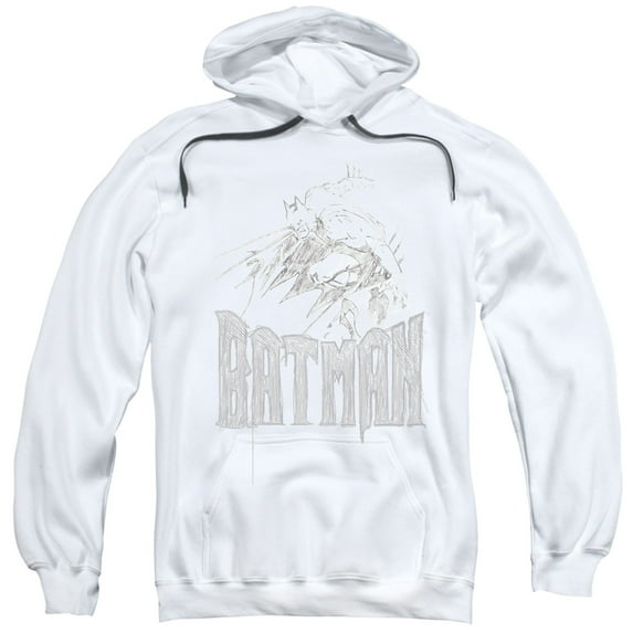 Batman Knight Sketch Adult Pullover Hoodie Sweatshirt White
