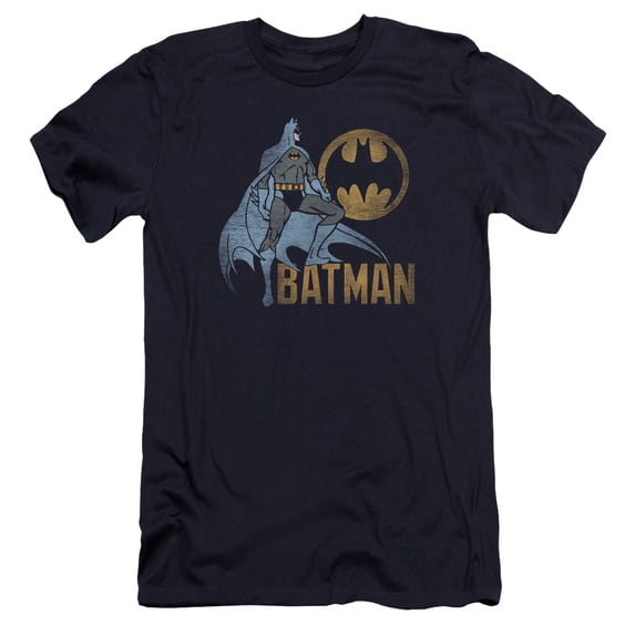 Batman Knight Watch Premium Canvas T-Shirt Adult Slim Fit 30/1-Navy