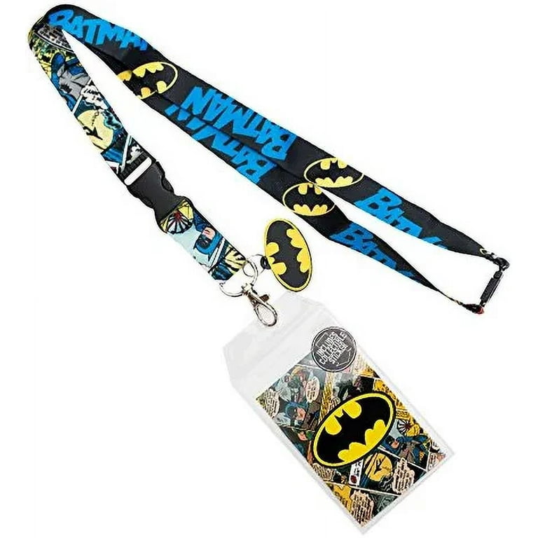Batman Lanyard with ID Badge Holder and Rubber Bat Charm 