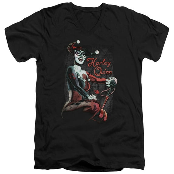 Batman Laugh It Up S/S Adult V-Neck T-Shirt 30/1 T-Shirt Black