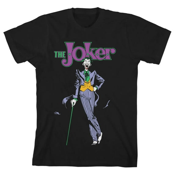 Batman Laughing Joker Boy's Black T-shirt-M