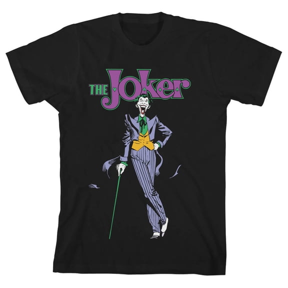 Batman Laughing Joker Boy's Black T-shirt-S