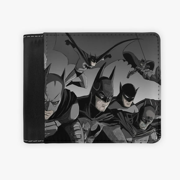Batman Leather Minimalist Wallet, Cartoon Pattern, Bifold, Light, Slim, Coin Purses for Unisex