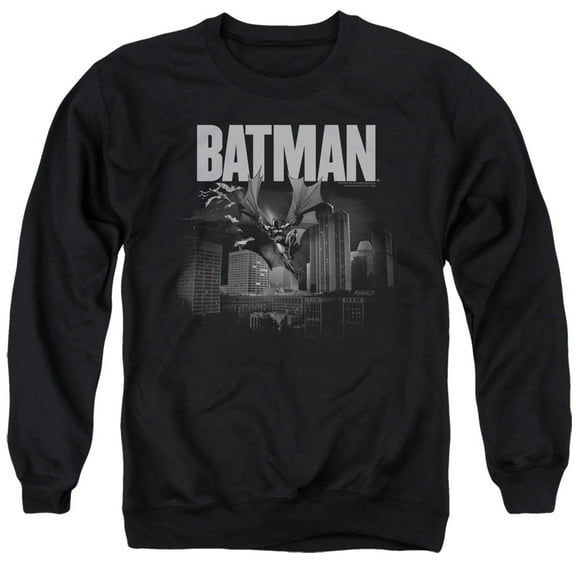 Batman Light Blueline Unisex Adult Crewneck Sweatshirt,Black, Small