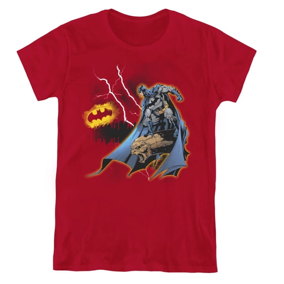 Batman Lightning Strikes S/S Women's T-Shirt Cardinal