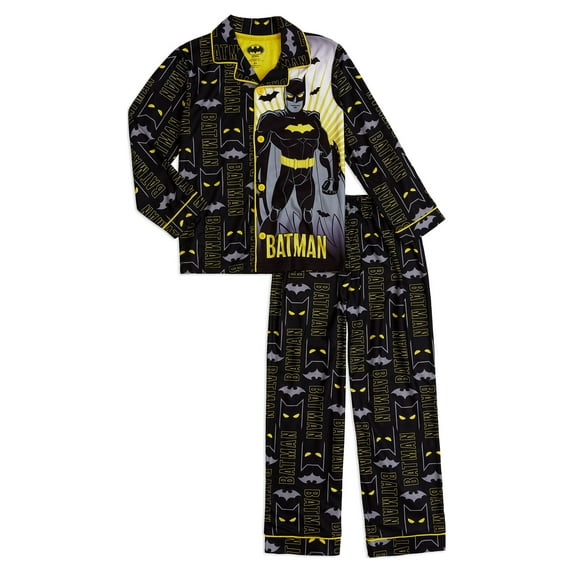 Batman Little Boys Long Sleeve Pajamas Coat Set, 2-Piece, Sizes 4-12