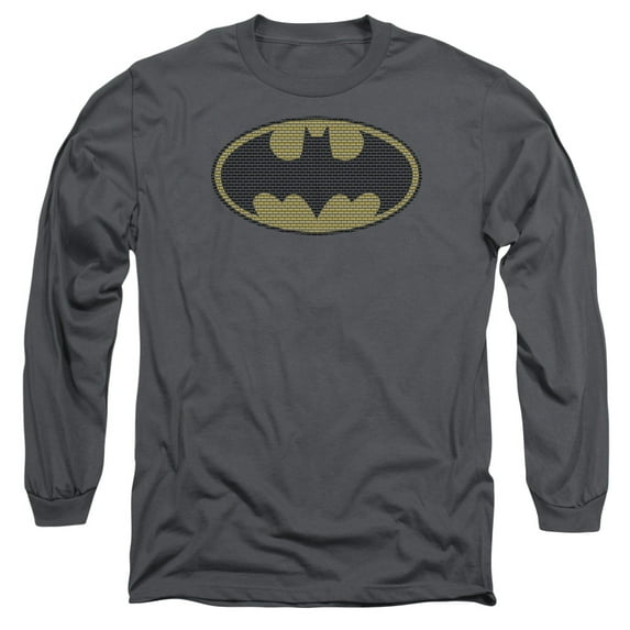Batman Little Logos Long Sleeve T-Shirt Adult 18/1 Charcoal