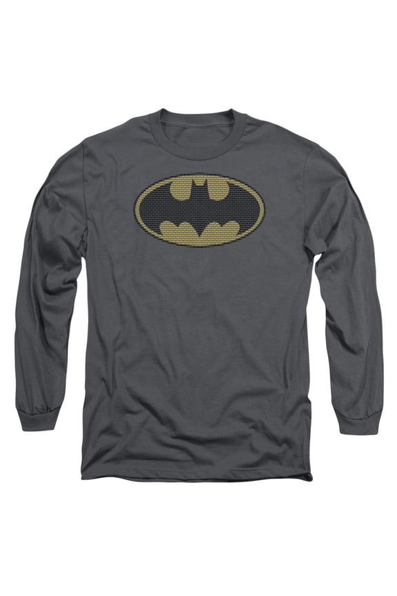 Batman Little Logos Long Sleeve T-Shirt Adult 18/1 Charcoal