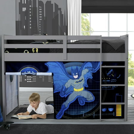 Batman Loft Bed Tent by Delta Children - Curtain Set for Low Twin Loft Bed (Bed Sold Separately)