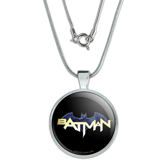 Batman Logo 1" Pendant with Sterling Silver Plated Chain