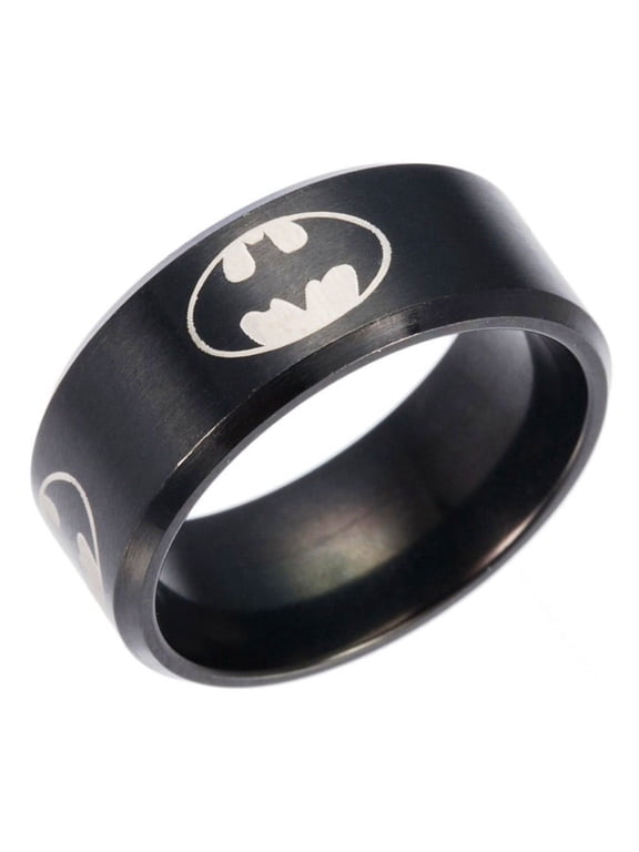 Batman Logo Black Band Finger Ring Adult Size 7