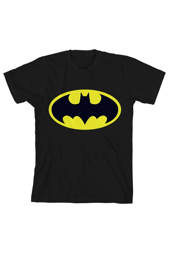 Batman Logo Boy's Black T-shirt-Medium