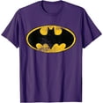 thumbnail image 1 of Batman Logo Classic Distressed DTG Print Unisex T-Shirt,Purple Color,Size XL, 1 of 5