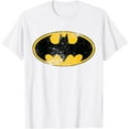 thumbnail image 1 of Batman Logo Classic Distressed DTG Print Unisex T-Shirt,White Color,Size M, 1 of 5