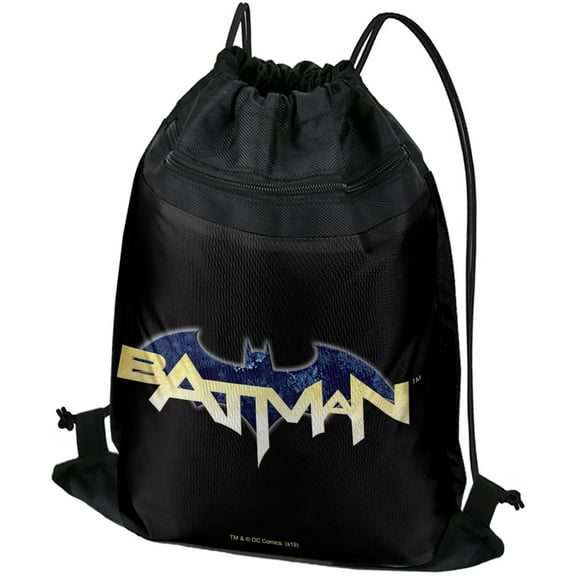 Batman Logo Drawstring Backpack Sports Bag Sackpack 17" x 13", Perfect for Gym, Yoga or Practice