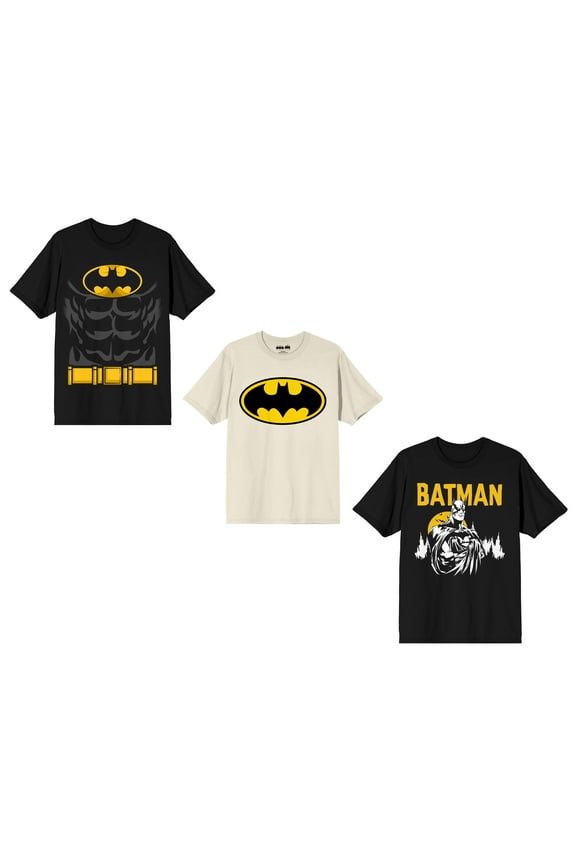 Batman Logo Gotham's Protector 3-Pack Multicolored Men's T-Shirt Set-XXL