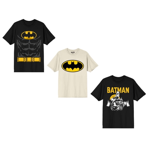 Batman Logo Gotham's Protector 3-Pack Multicolored Men's T-Shirt Set-XXL
