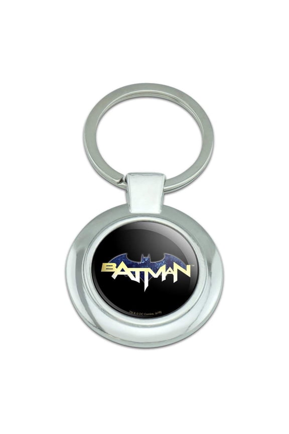 Batman Logo Keychain Classy Round Chrome Plated Metal