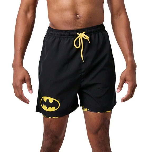 Batman Logo Men's Black Gym Pajama Shorts-Medium
