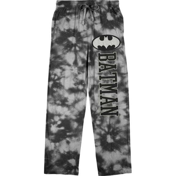 Batman Logo Men's Black Tie-Dye Sleep Pajama Pants-XL