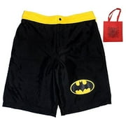BATMAN Logo Men's Boardshorts and Tote - 2 Piece Gift Set (Small)
