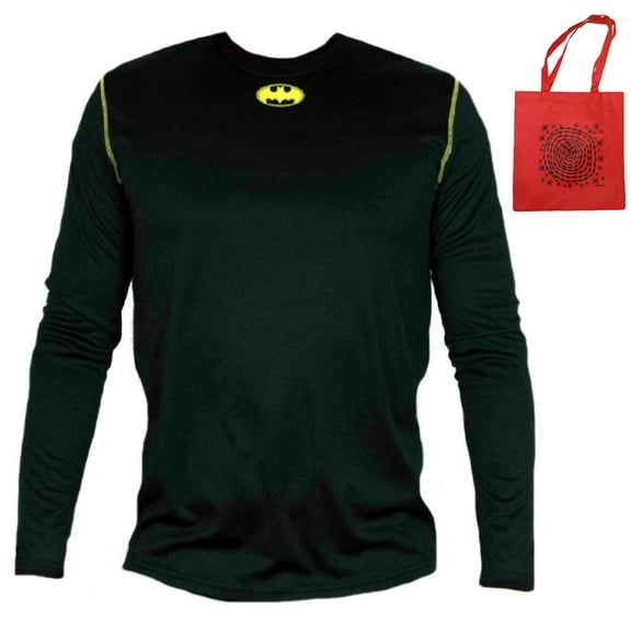 Batman Logo Men's Climate Control Poly Shirt & Tote-2 Piece Gift Set (Small)