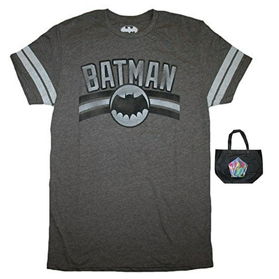 Batman Logo Mens' Football Tee and Tote - 2 Piece Gift Set (XL)