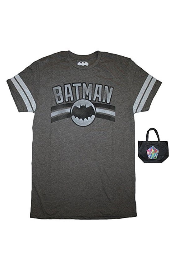 Batman Logo Mens' Football Tee and Tote - 2 Piece Gift Set (XL)