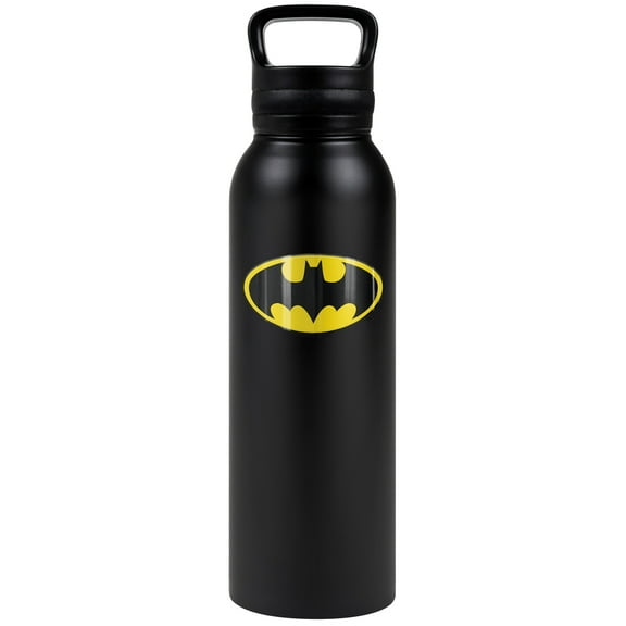 Batman - Logo Official Batman Classic Logo 24 oz Insulated Canteen Water Bottle, Leak Resistant, Vacuum Insulated Stainless Steel with Loop Cap, Black