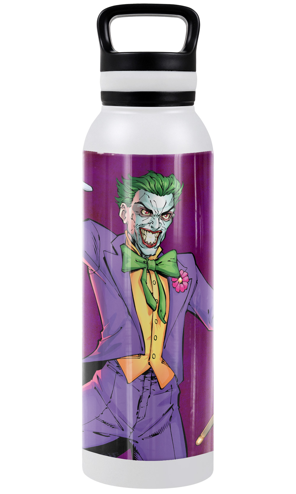 Batman - Logo Official Joker Character 24 oz Insulated Canteen Water Bottle, Leak Resistant, Vacuum Insulated Stainless Steel with Loop Cap